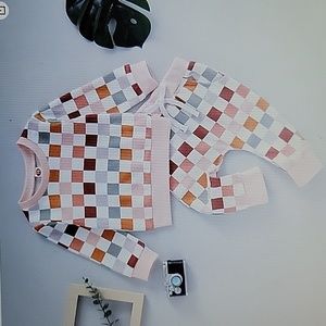 Karwuiio Toddler boy girl checkerboard long slv sweatshirt top pants Sz 4-5T New